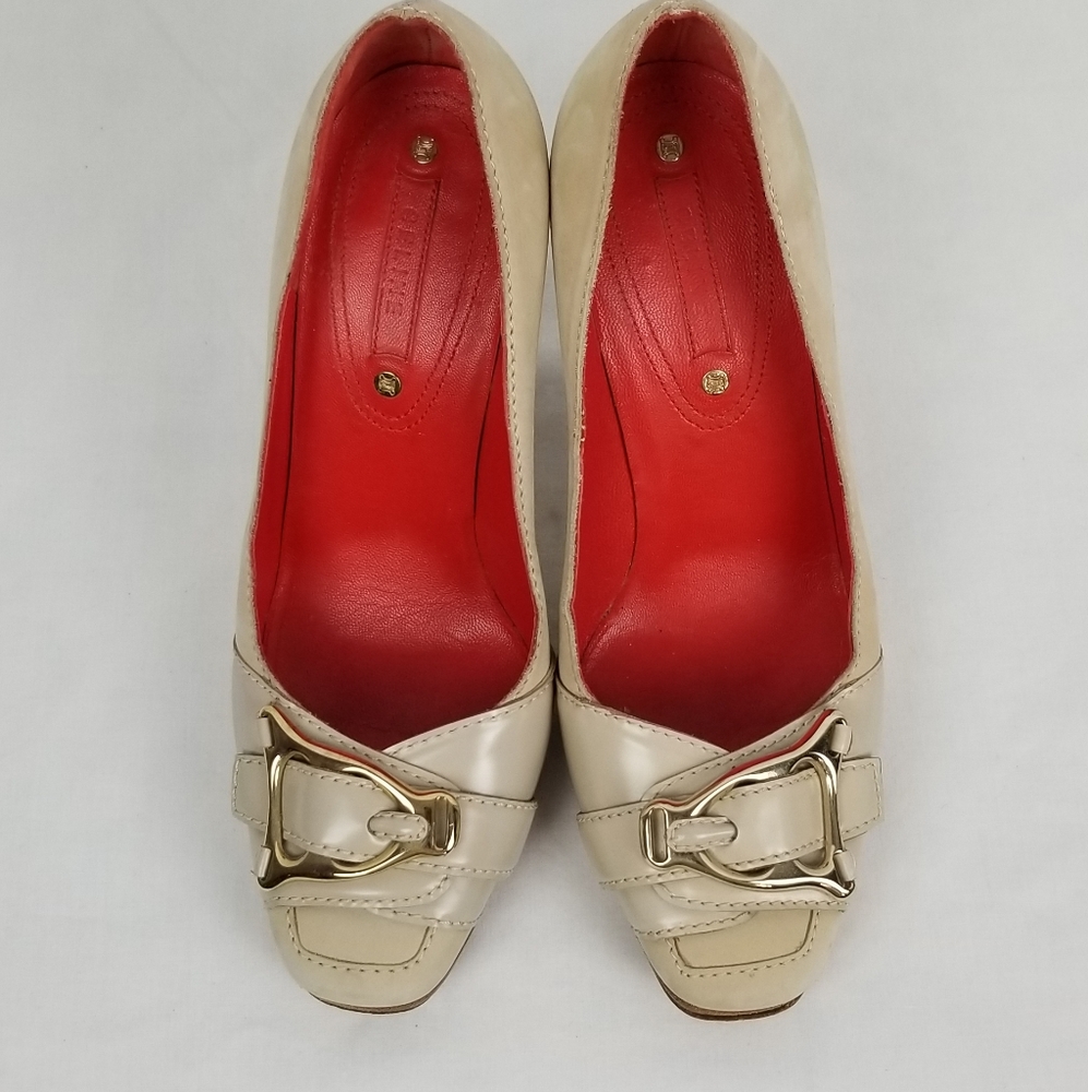 Celine Nude Leather Block Heels Pumps size 37 - Picture 4 of 11